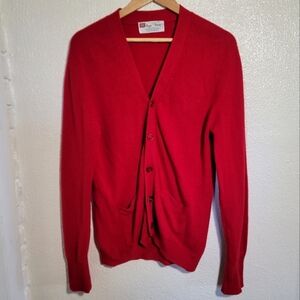 Vintage Royal Knight 100% Cashmere Grandpa Button Down Cardigan size M Red